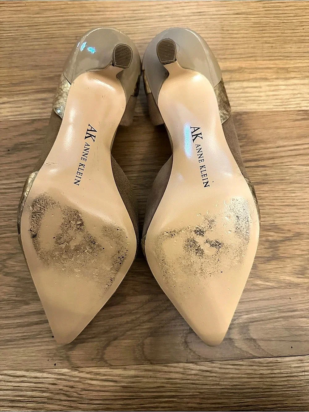AK Anne Klein Pointed-Toe Metallic Accent Heels
